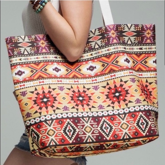 New! Sale 🎉 Aztec Print Handemade Canvas Heavy Duty Bag Tote - Picture 2 of 6